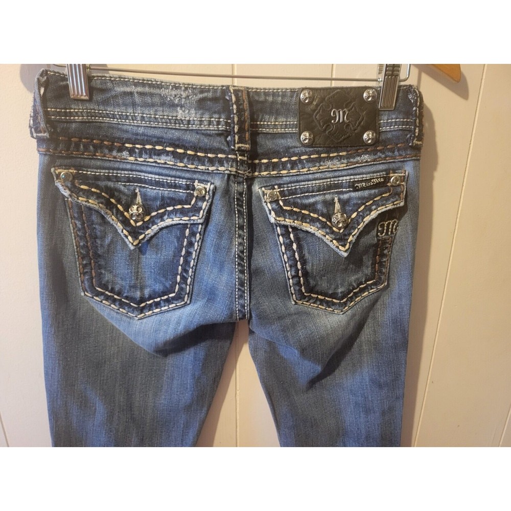 Miss Me Womens Jeans Size 28x33 Style JPS5014-17 Boot Saddle Stitch Distressed